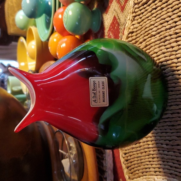 Vintage Murano Hand Blown Glass Vase+ Bowl's&"3"Santa Ornaments - Picture 4 of 13